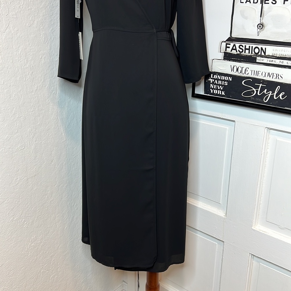 NWT Aritzia Babaton Theo Black Midi Wrap Dress Size XS - Picture 5 of 9